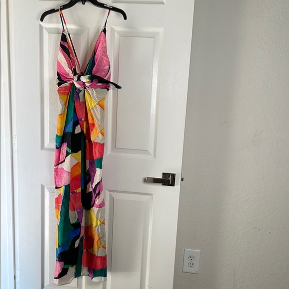 NWT Mara Hoffman abstract print Lolita tie front maxi dress